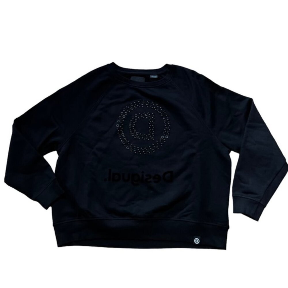 DESIGUAL Love Yourself Love Others Love the World Black Sweatshirt Sweater